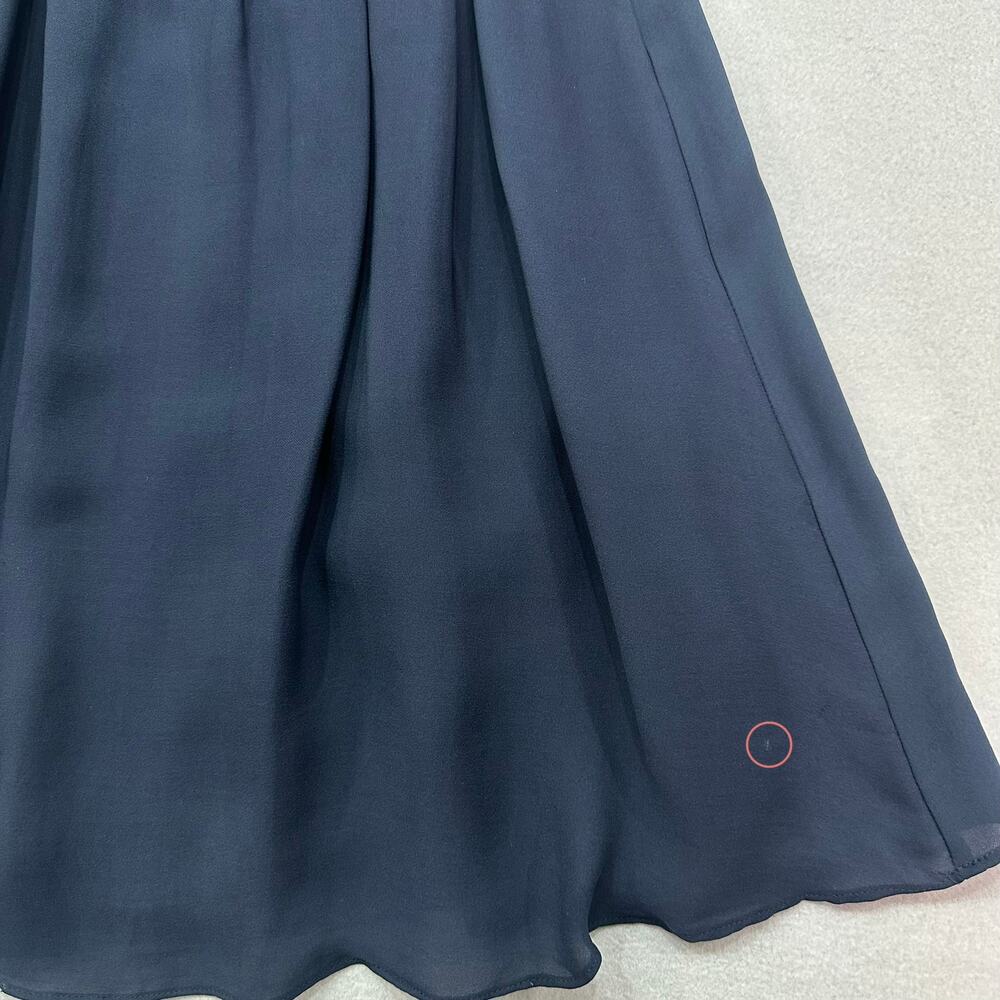 Alice + Olivia Navy Blue 100% Silk Cold Shoulder Long Sleeve Mini Dress Size S - Picture 11 of 12